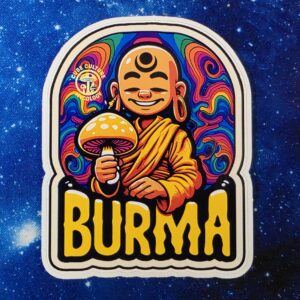 Burma monk mushroom vinyl sticker from Cube Culture USA