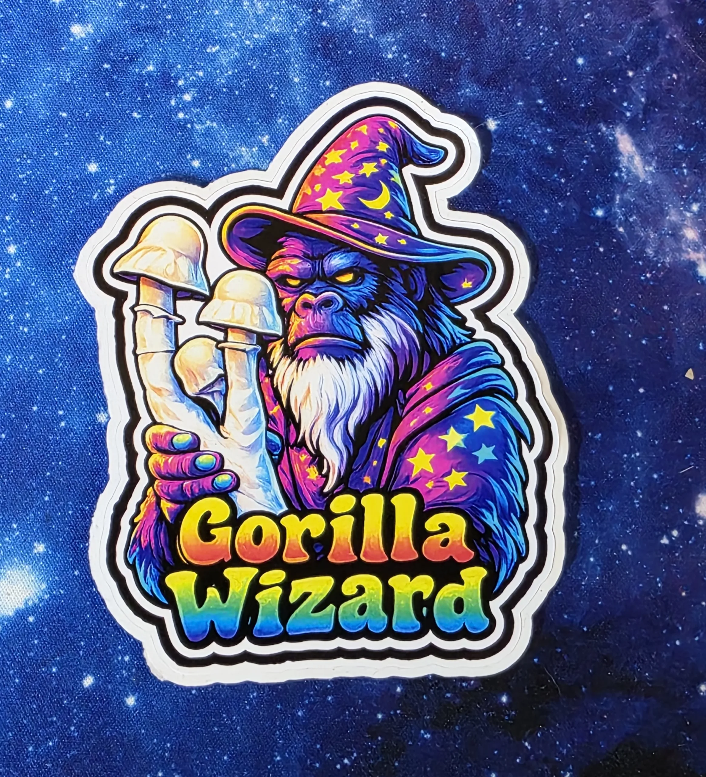 Gorilla Wizard mushroom vinyl sticker from Cube Culture USA