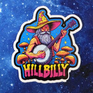Hillbilly banjo wizard vinyl sticker from Cube Culture USA