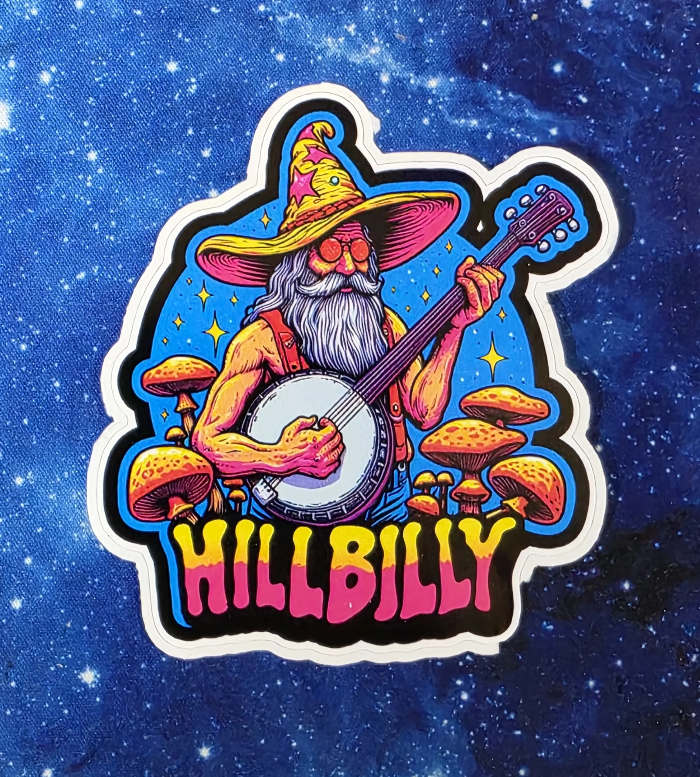 Hillbilly banjo wizard vinyl sticker from Cube Culture USA
