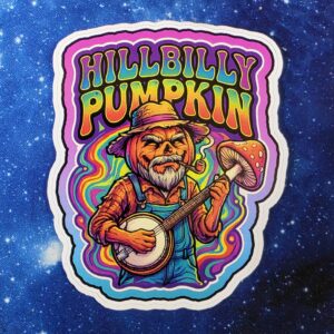 Hillbilly Pumpkin banjo vinyl sticker from Cube Culture USA