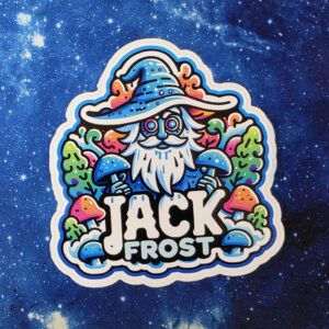 Jack Frost mushroom wizard vinyl sticker from Cube Culture USA