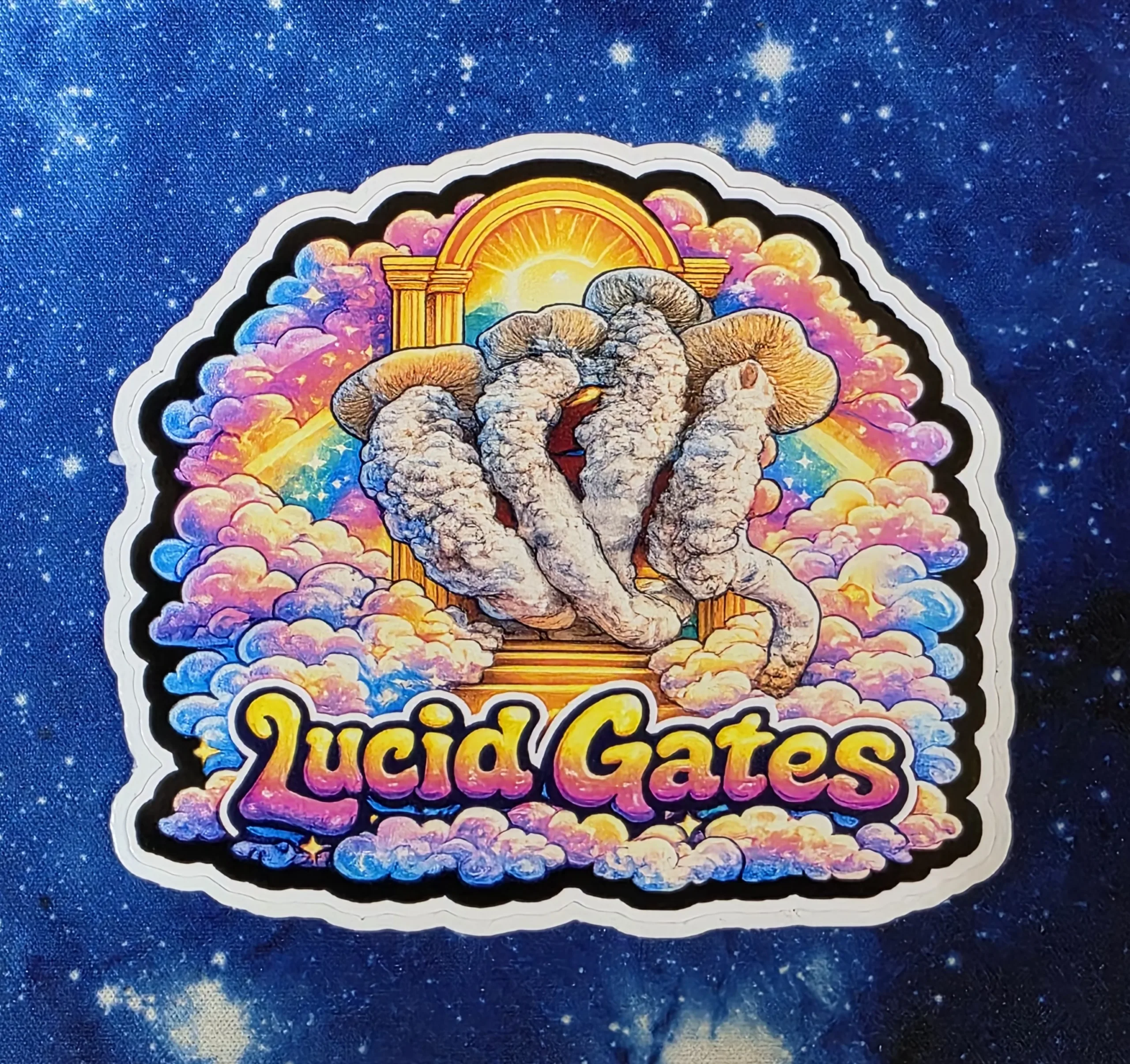Lucid Gates surreal mushroom vinyl sticker from Cube Culture USA