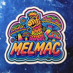 Melmac cosmic alien mushroom vinyl sticker from Cube Culture USA