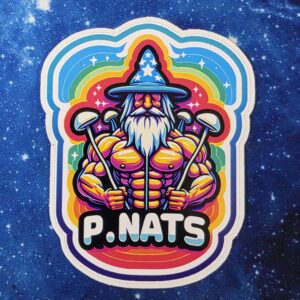 P-Nats muscular mushroom wizard vinyl sticker from Cube Culture USA