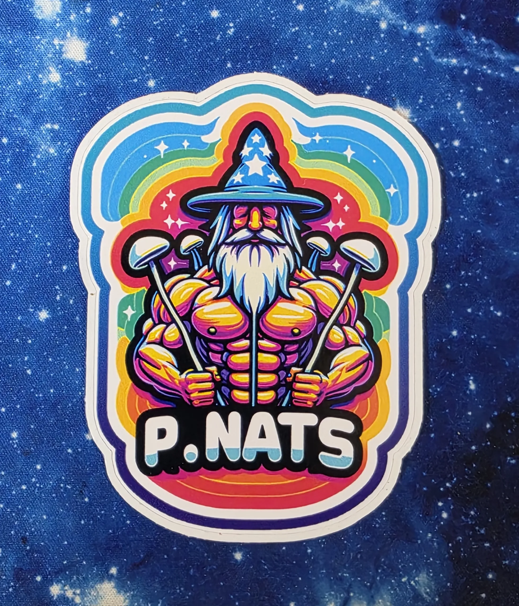 P-Nats muscular mushroom wizard vinyl sticker from Cube Culture USA