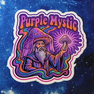 Purple Mystic mushroom wizard vinyl sticker from Cube Culture USA