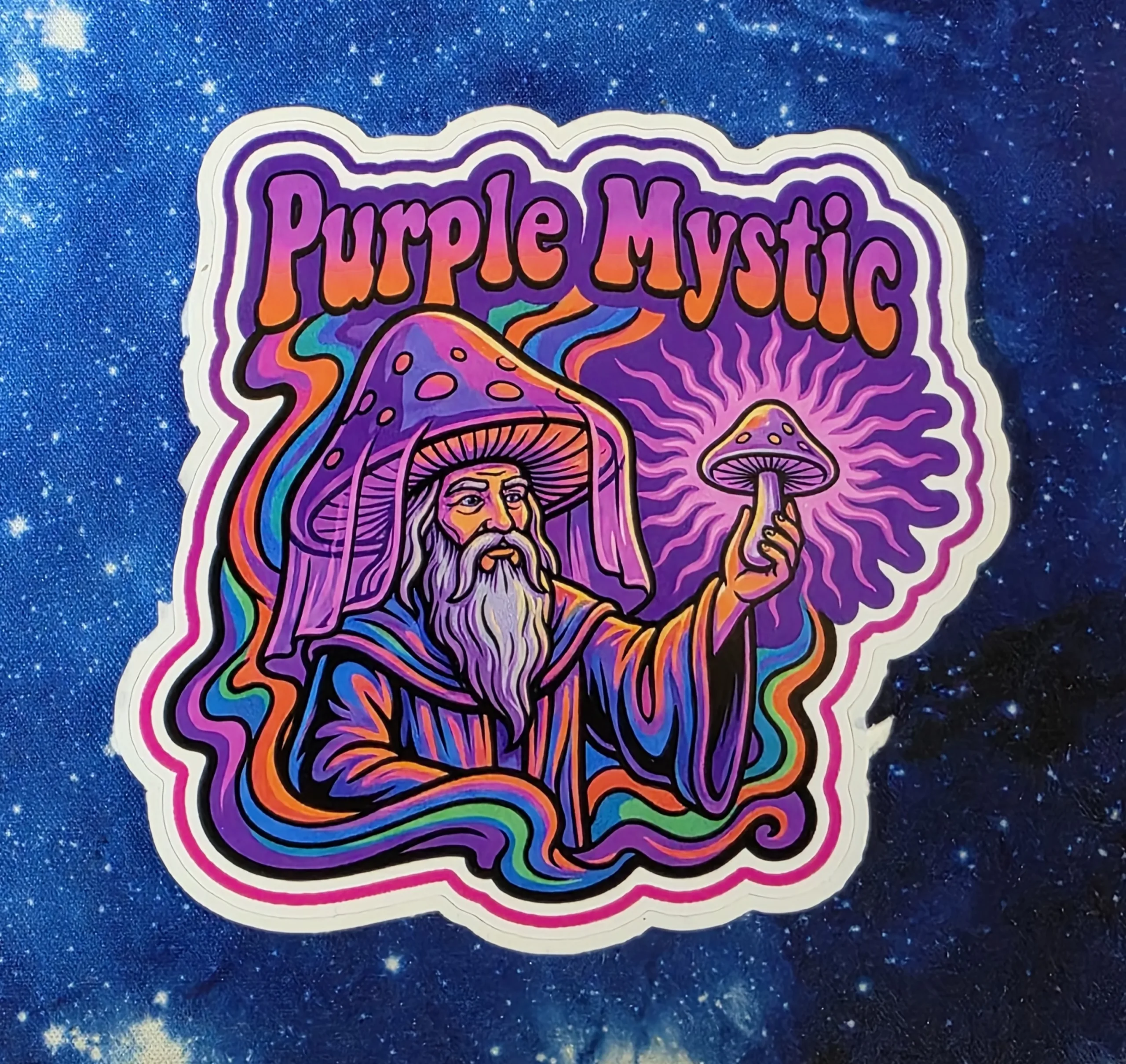 Purple Mystic mushroom wizard vinyl sticker from Cube Culture USA