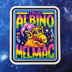 True Albino Melmac cosmic alien vinyl sticker from Cube Culture USA