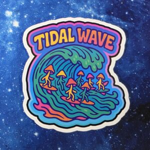 Tidal Wave mushroom surfers vinyl sticker from Cube Culture USA