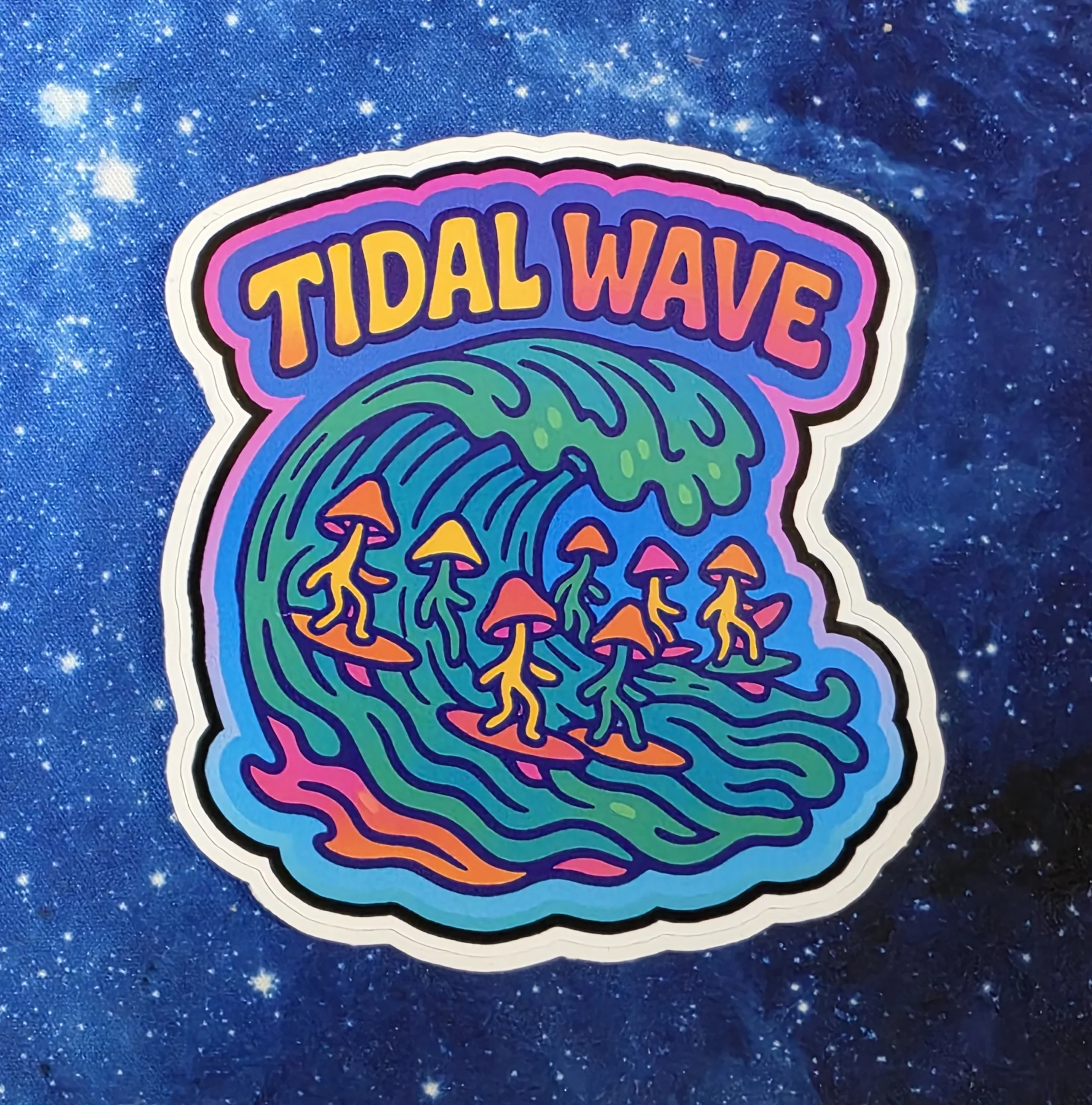 Tidal Wave mushroom surfers vinyl sticker from Cube Culture USA