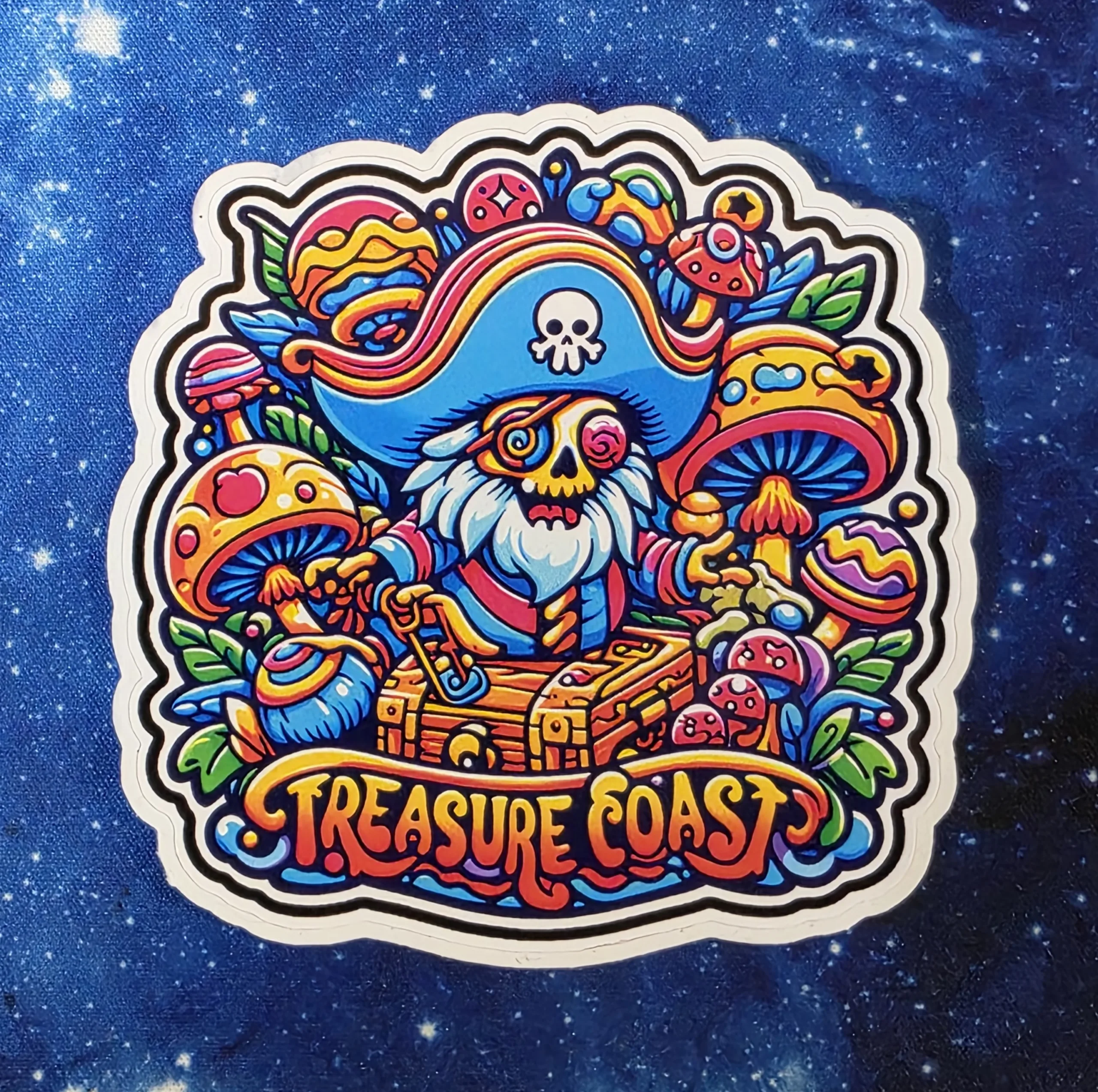 Treasure Coast mushroom pirate vinyl sticker from Cube Culture USA