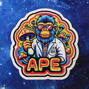 APE mushroom scientist vinyl sticker from Cube Culture USA