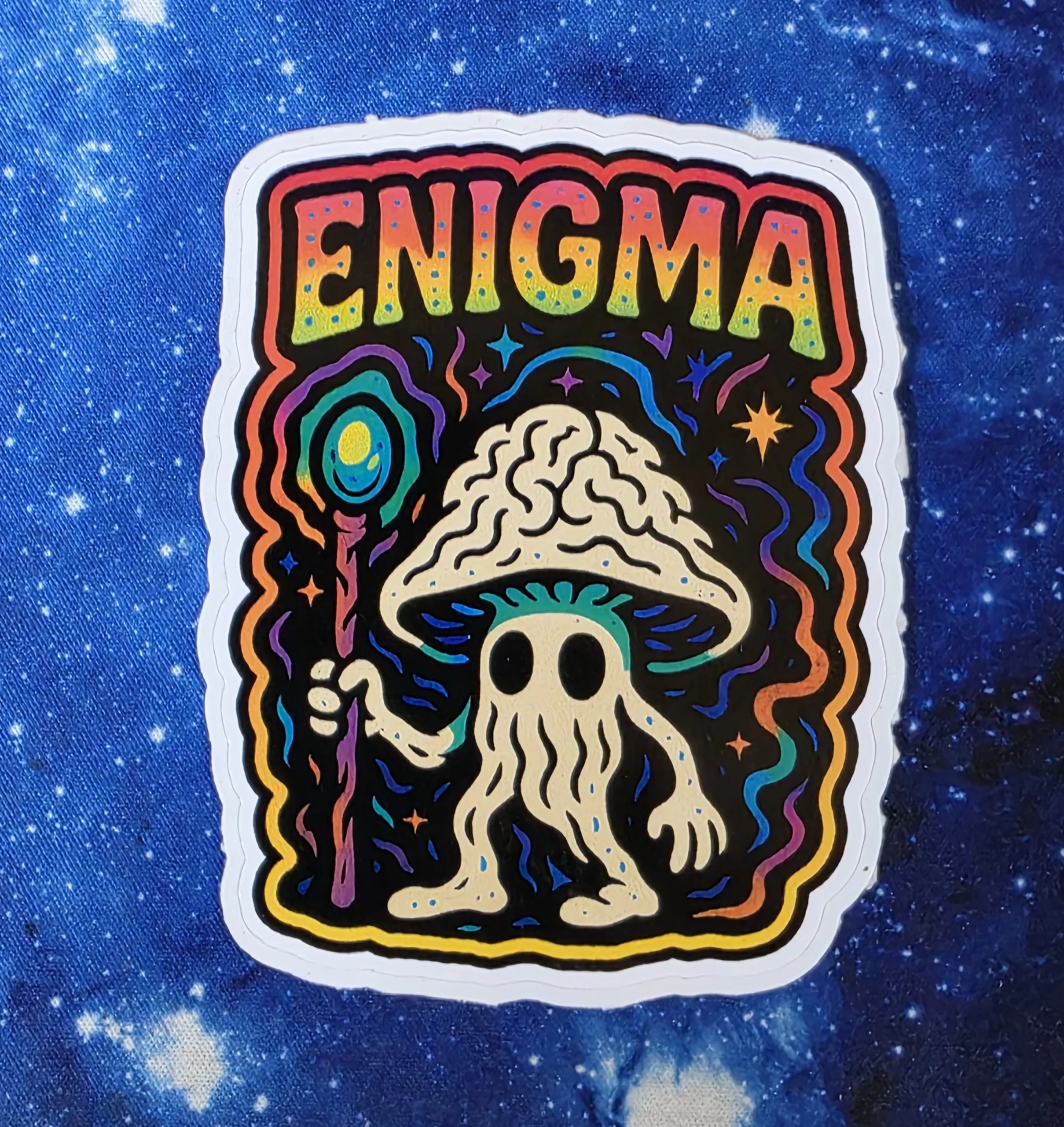 Enigma mushroom wizard vinyl sticker from Cube Culture USA