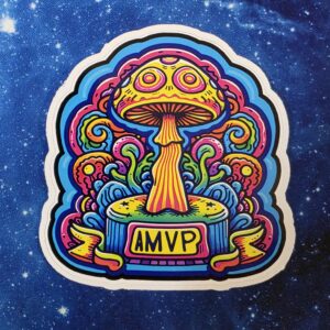 AMVP mushroom vinyl sticker from Cube Culture USA