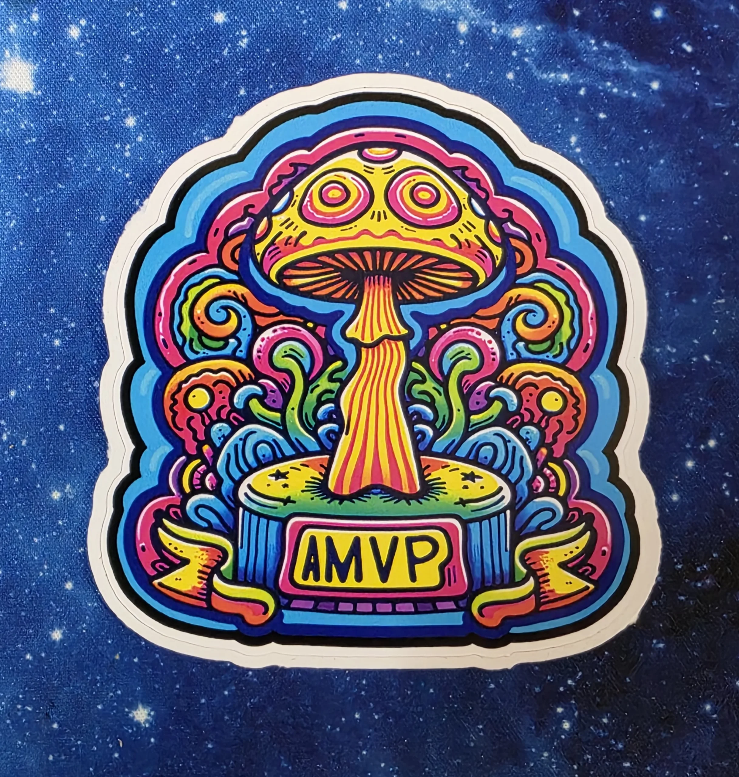 AMVP mushroom vinyl sticker from Cube Culture USA