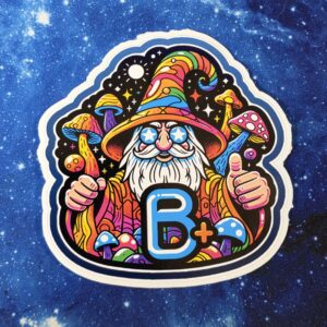 B-Positive mushroom wizard vinyl sticker from Cube Culture USA