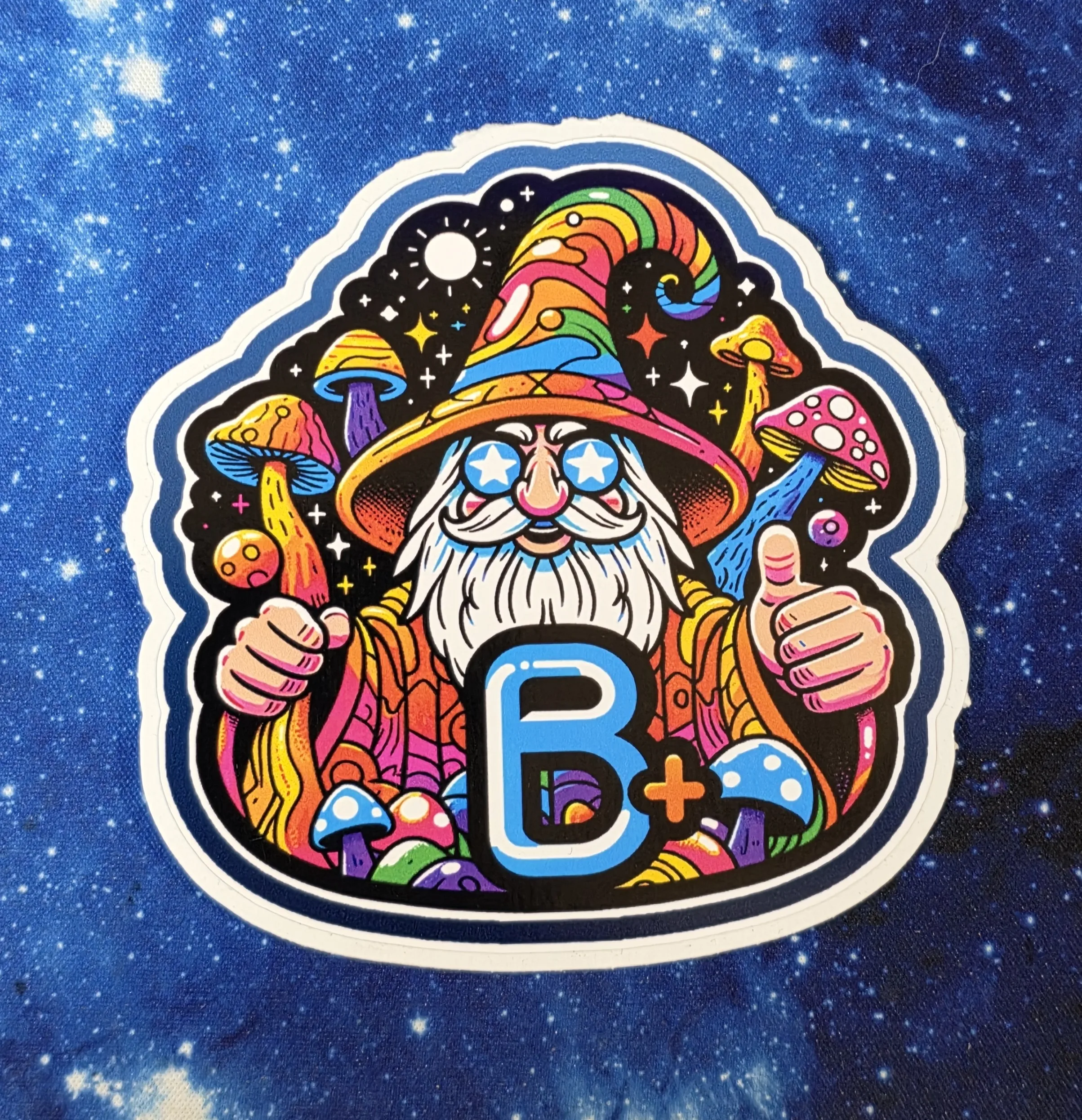 B-Positive mushroom wizard vinyl sticker from Cube Culture USA