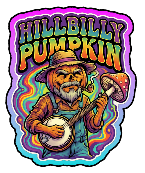 Hillbilly Pumpkin psychedelic sticker artwork