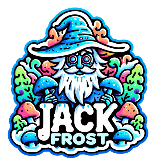 Jack Frost icy mushroom wizard sticker artwork