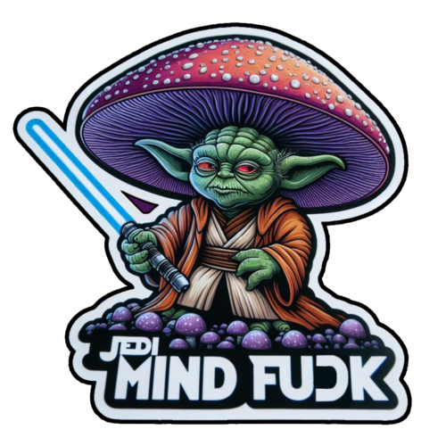 JMF intergalactic mushroom sticker artwork