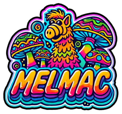 Melmac cosmic alien mushroom sticker artwork