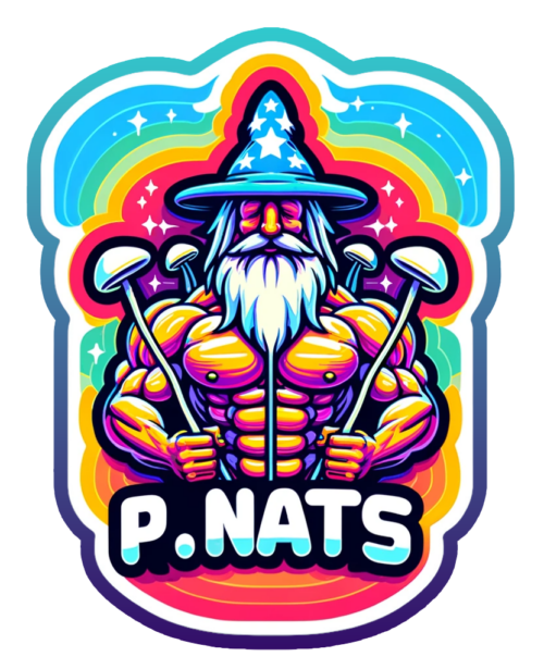 P-Nats rainbow mushroom wizard sticker artwork