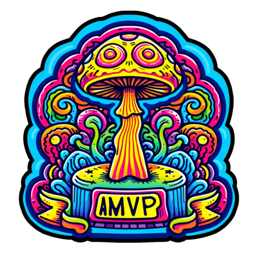 AMVP psychedelic mushroom sticker artwork