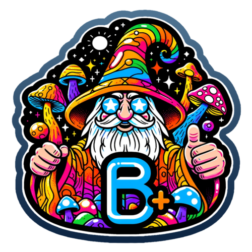 B-Positive mushroom wizard sticker artwork