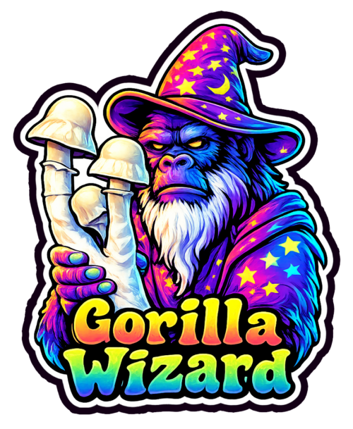 Gorilla Wizard psychedelic mushroom sticker artwork