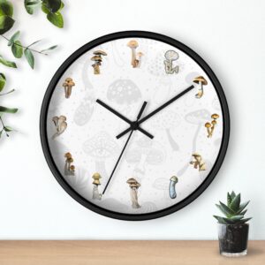 Cube Culture Created - Whimsical Mushroom Varieties Wall Clock - Cubensis Inspired