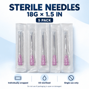Sterile 18G × 1.5-Inch Syringe Tips — 5 Pack